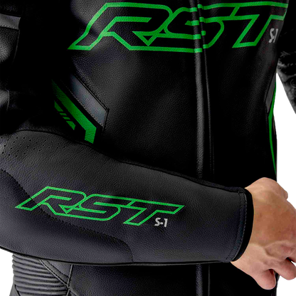 RST S1 D3o Suit Black, Gray, and Fluorescent Green Leather - Part #103604F.GRN-40