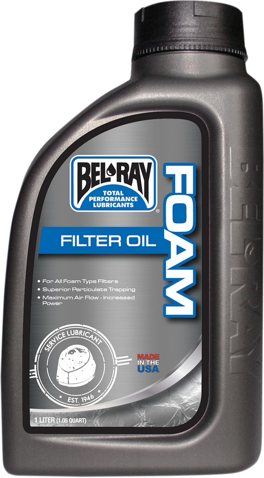 BEL-RAY Foam Filter Oil - 1L Bottle (Part Number 99190-B1LW) for Enhanced Airflow and Engine Protection