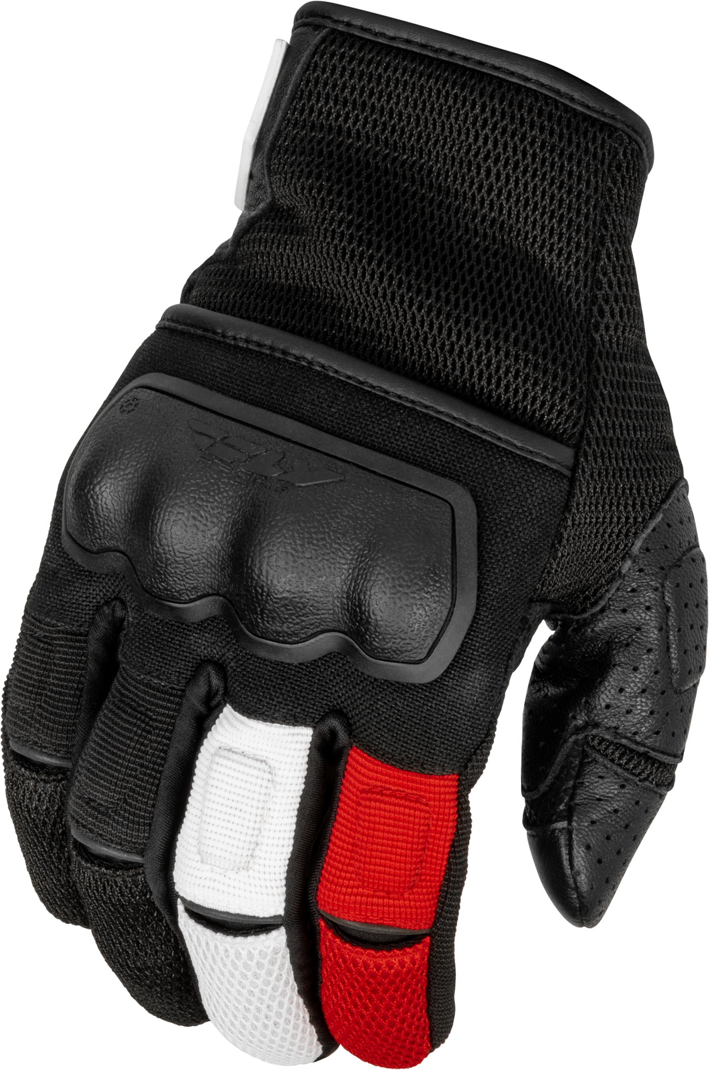 Fly Racing Coolpro Force Gloves Black/White/Red Large – Durable Goat Skin Leather with Hard Knuckle Protection