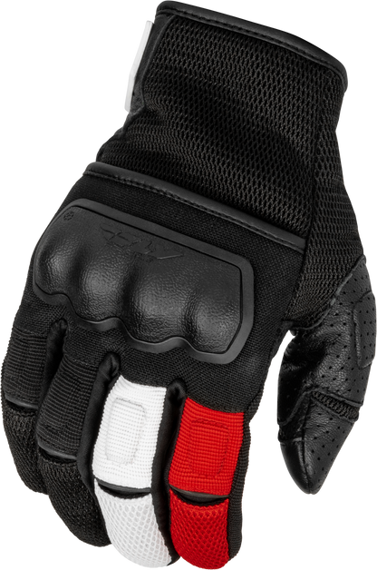 Fly Racing Coolpro Force Gloves Black/White/Red Large – Durable Goat Skin Leather with Hard Knuckle Protection
