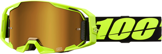100 Percent Armatic Goggle Neon Yellow Mirror True Gold with Quick-Release Lens System