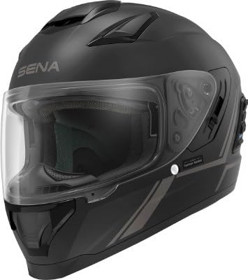Sena Stryker Full Face Smart Helmet with Integrated Mesh and Bluetooth Communications, LED Taillight, and Sound by Harman Kardon, DOT (Matte Black, Medium)