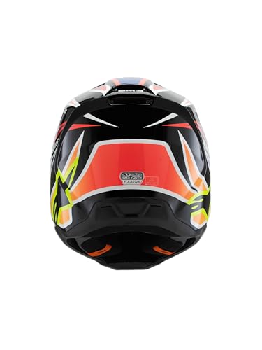 Alpinestars S-M3 Youth Moto Helmet (Black/Yellow Fluo/Blue/Red Glossy, Youth Medium)