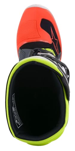 Alpinestars Youth Tech 7S Motocross Boots, CE-Certified Off-Road Protection, Comfort & Flexibility, 8, Dark Gray/Red flourescent/Yellow