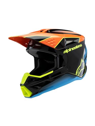 Alpinestars S-M3 Youth Moto Helmet (Black/Orange/Yellow Fluo, Youth Small)