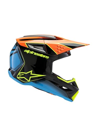 Alpinestars S-M3 Youth Moto Helmet (Black/Orange/Yellow Fluo, Youth Small)