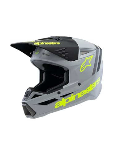 Alpinestars S-M3 Youth Moto Helmet (Grey/Black/Yellow Fluo, Youth Large)