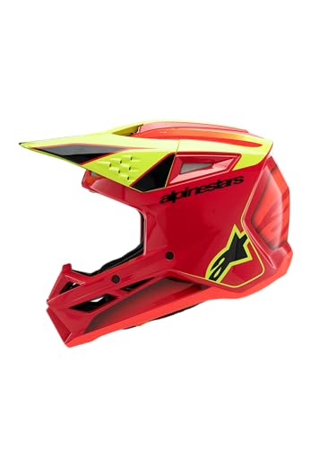 Alpinestars S-M3 Youth Moto Helmet (Red/Yellow Fluo/Black Glossy, Youth Medium)