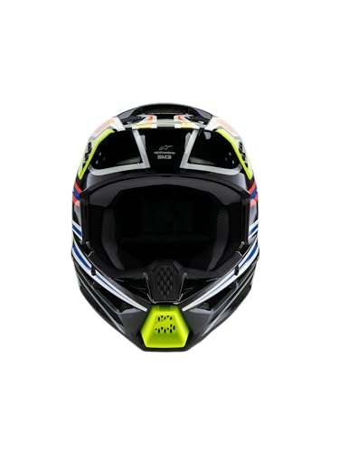 Alpinestars S-M3 Youth Moto Helmet (Black/Yellow Fluo/Blue/Red Glossy, Youth Medium)