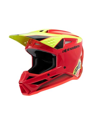 Alpinestars S-M3 Youth Moto Helmet (Red/Yellow Fluo/Black Glossy, Youth Medium)