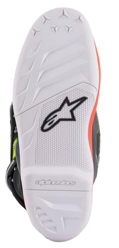Alpinestars Youth Tech 7S Motocross Boots, CE-Certified Off-Road Protection, Comfort & Flexibility, 8, Dark Gray/Red flourescent/Yellow