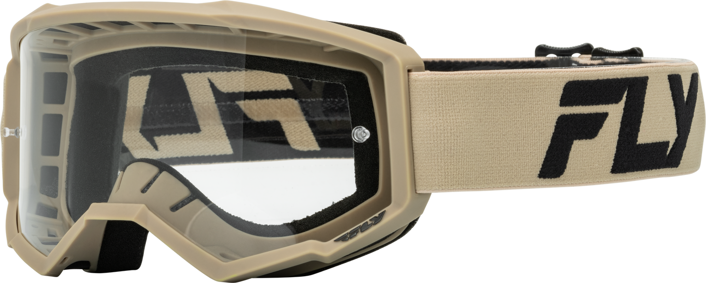FLY RACING Youth Focus Goggle Khaki/Black with Clear Lens