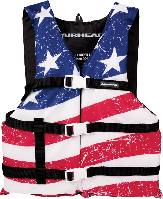 AIRHEAD SPORTS GROUP Youth Stars & Stripes PFD Vest - Red/White/Blue 30098-03-A-US