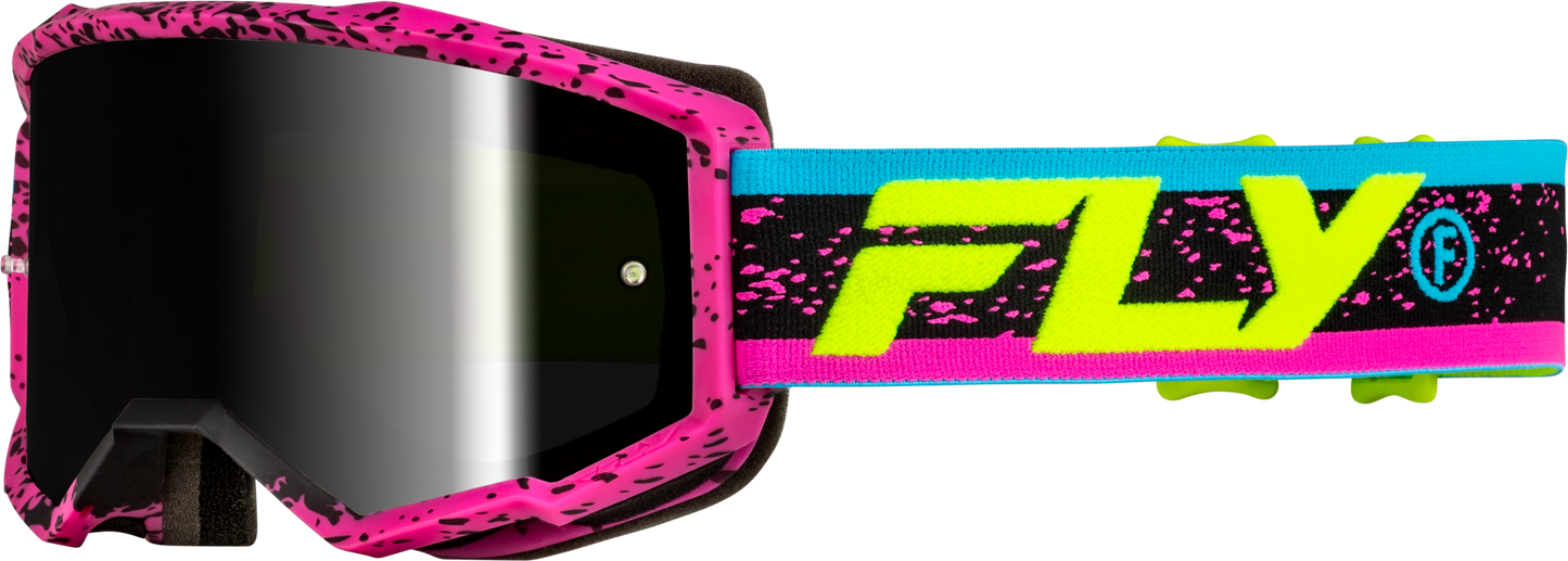 Fly Racing Yth Zone Goggle Pink/Black/Hi Vis with Black Mirror and Smoke Lens