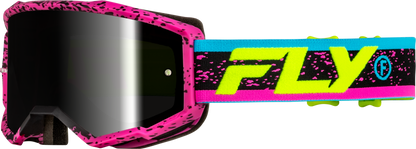 Fly Racing Yth Zone Goggle Pink/Black/Hi Vis with Black Mirror and Smoke Lens