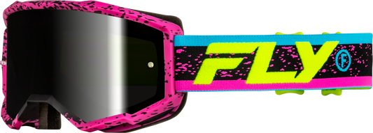 Fly Racing Yth Zone Goggle Pink/Black/Hi Vis with Black Mirror and Smoke Lens