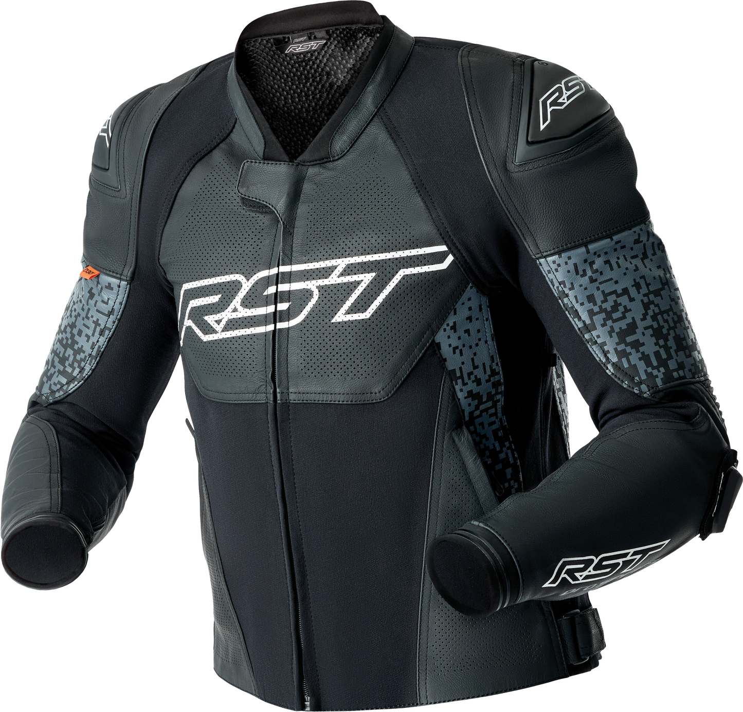 RST Ps Supersport K D3O Leather Motorcycle Jacket – Grey/Black, Size Small