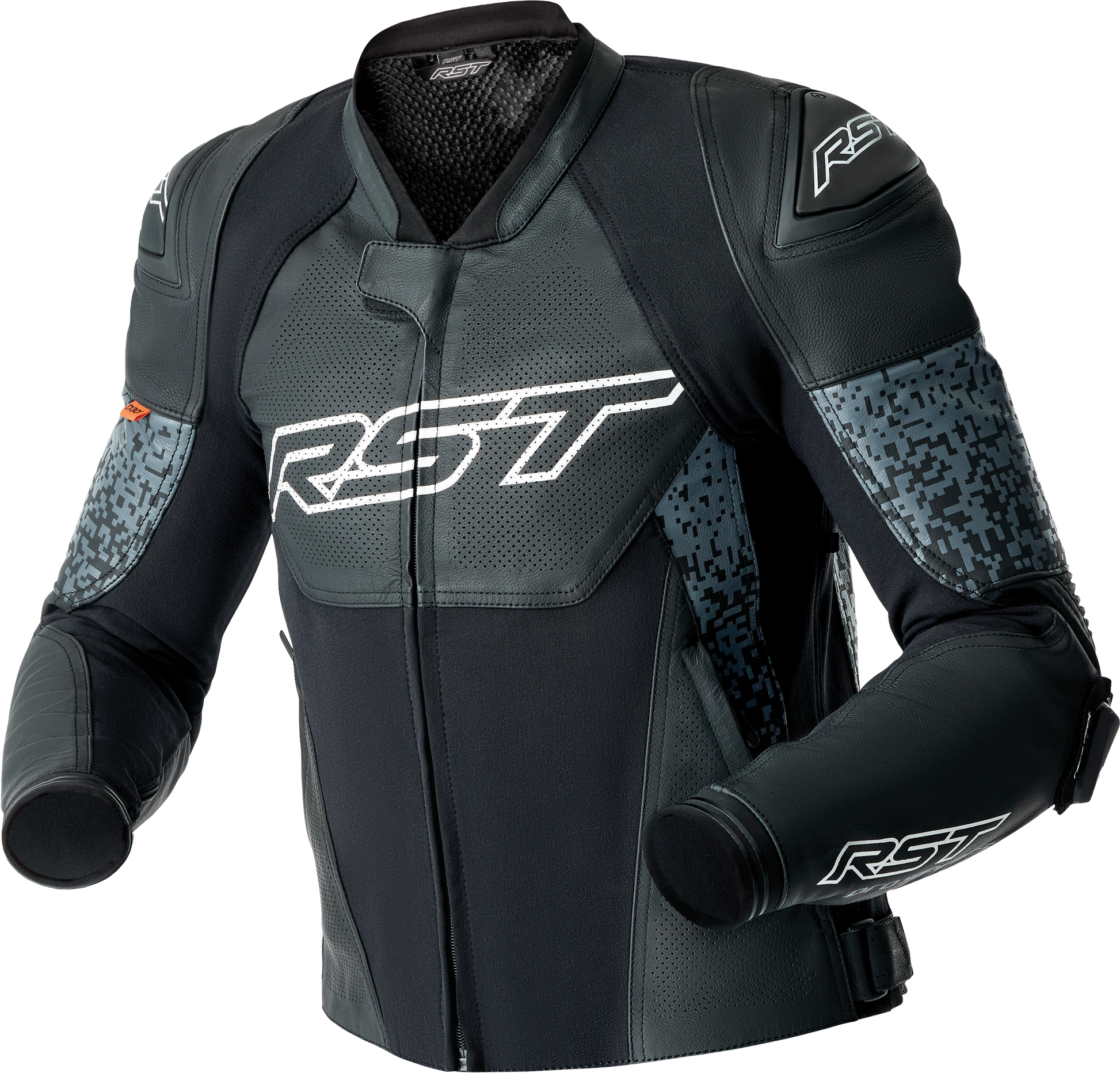 RST Ps Supersport K D3O Leather Motorcycle Jacket – Grey/Black, Size Small
