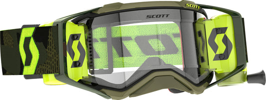 SCOTT Prospect Super WFS Goggle in Kaki Green and Neon Yellow with Clear Works Lens - Part #278595-7701113