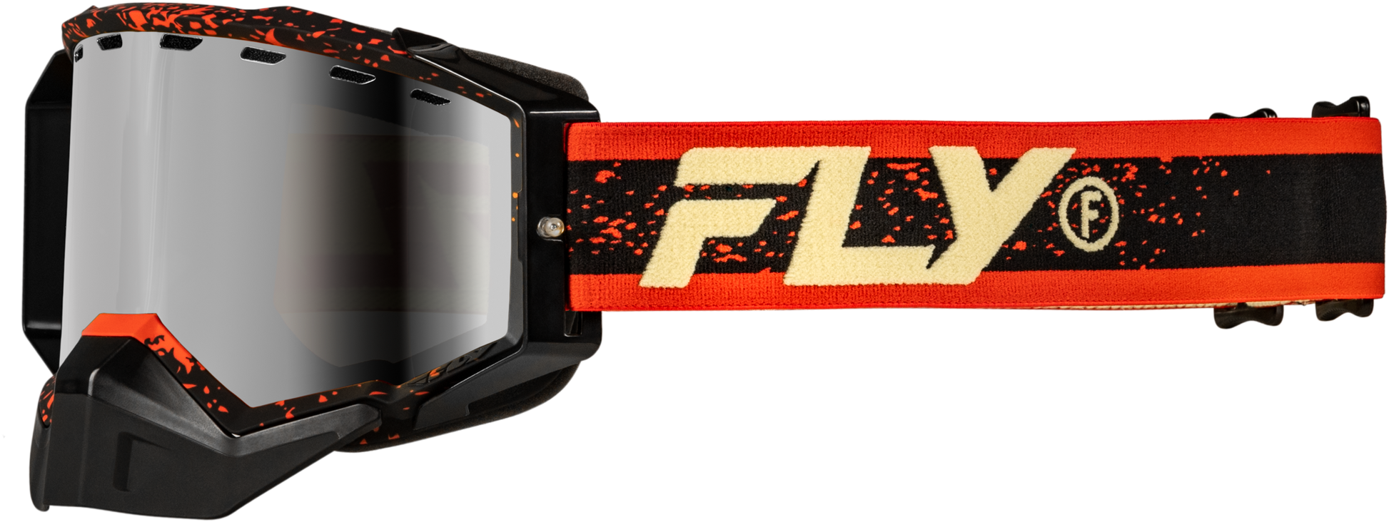 Fly Racing Zone Snow Goggle Black/Red/Cream with Red Mirror and Amber Lens