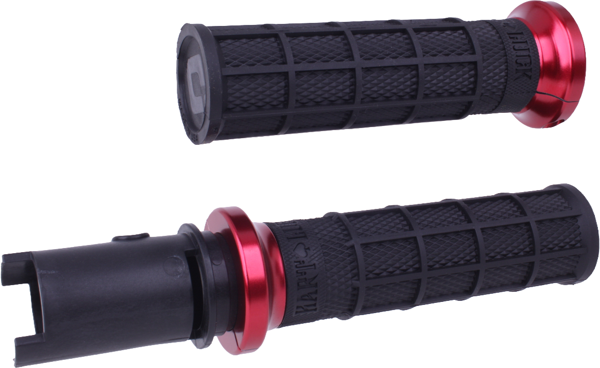 ODI Lock On Hart Luck Full Waffle Black/Red Handlebar Grips for Harley Davidson V-Twin - Part V31HTC-BB-R