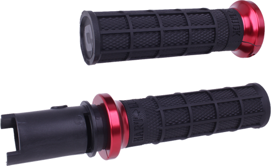 ODI Lock On Hart Luck Full Waffle Black/Red Handlebar Grips for Harley Davidson V-Twin - Part V31HTC-BB-R