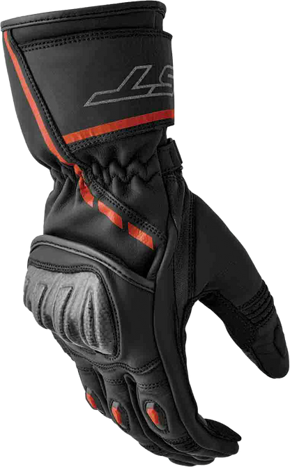 RST S1 Leather Gloves Men’s and Ladies’ Fit with Carbon and TPR Protection - Black and Red, Small