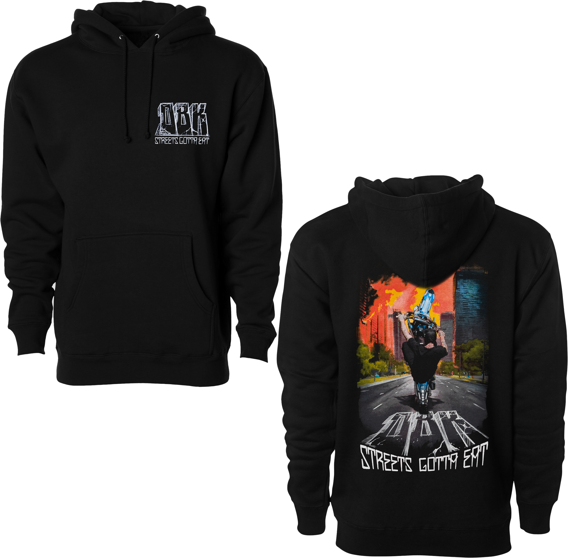 DBK Streets Gotta Eat Hoodie Black 2X – Comfortable 10oz Cotton-Poly Blend Sweatshirt