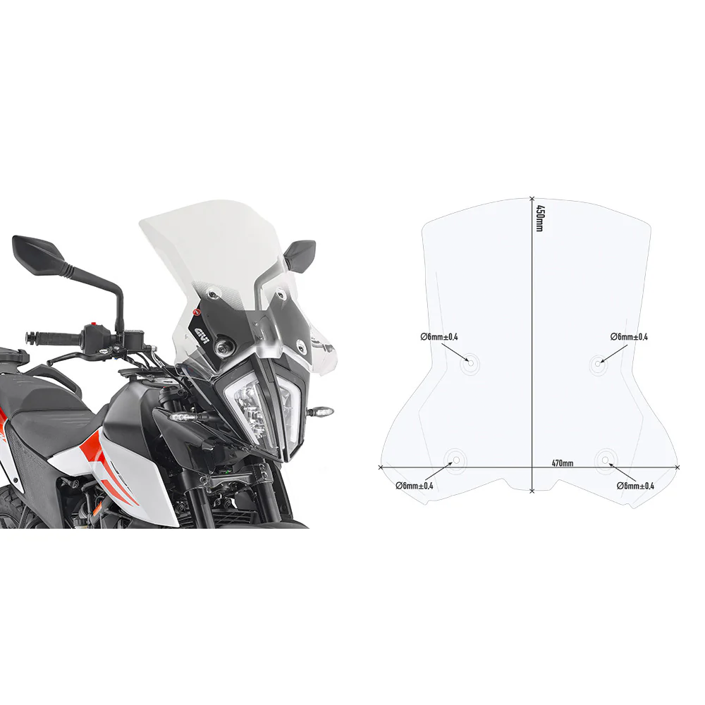 GIVI 7710DT Windshield for KTM - Clear, Smoked, and Sport Styles