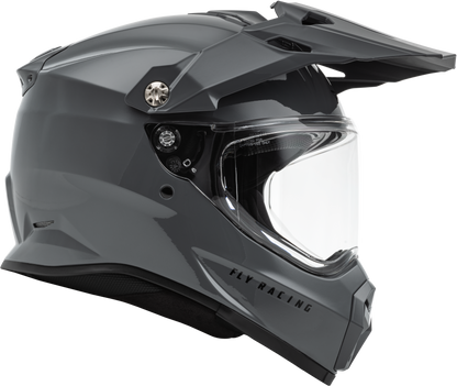 Fly Racing Trekker Solid Helmet Grey 2X - DOT and ECE Approved Motorcycle Helmet with Drop-Down Sunshade and Removable Interior