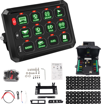 MOOSE OFFROAD 12-Position Gang Switch Panel 90-200-PU with Dimmable LED Touch Control