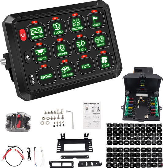 MOOSE OFFROAD 12-Position Gang Switch Panel 90-200-PU with Dimmable LED Touch Control