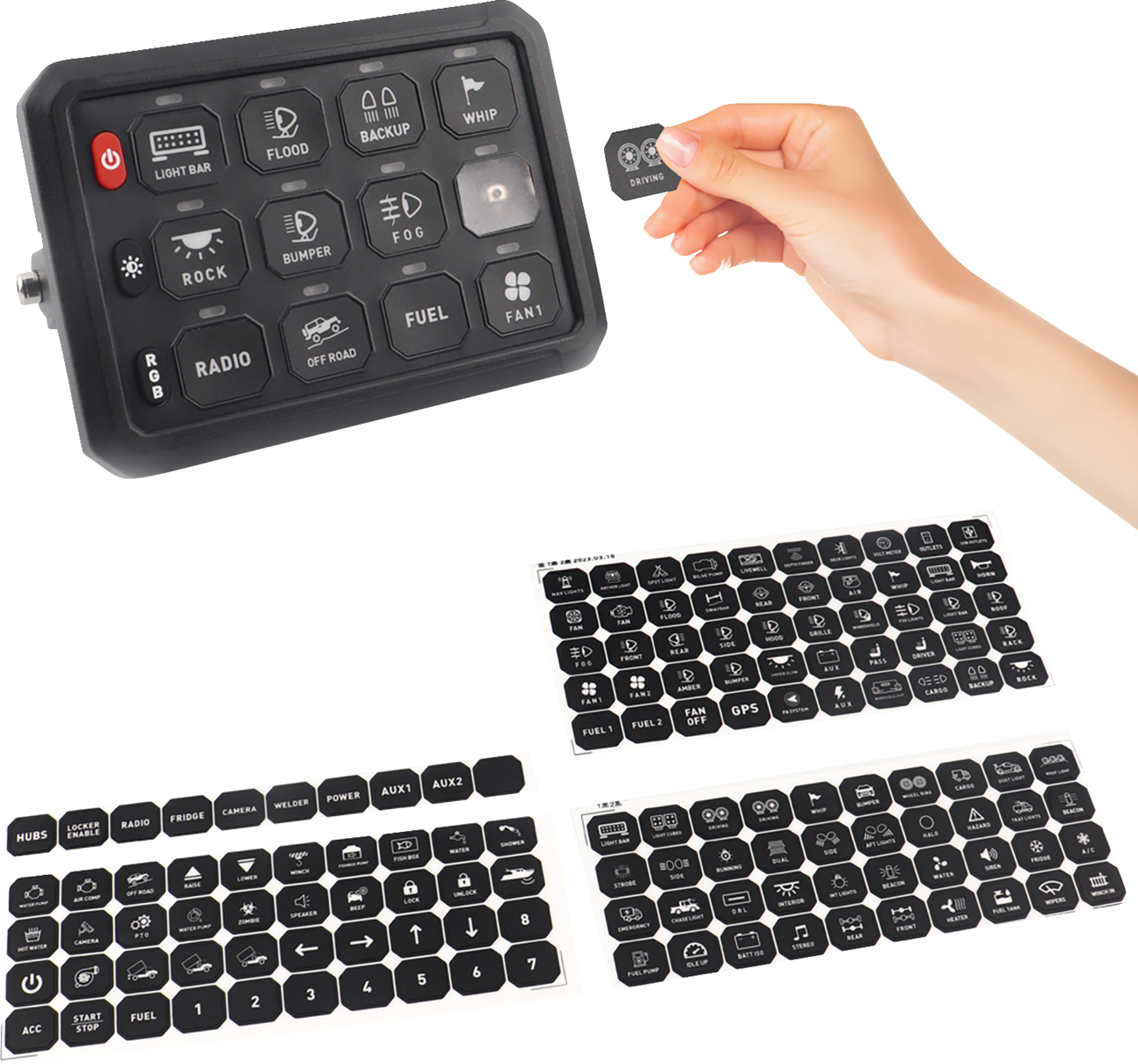 MOOSE OFFROAD 12-Position Gang Switch Panel 90-200-PU with Dimmable LED Touch Control