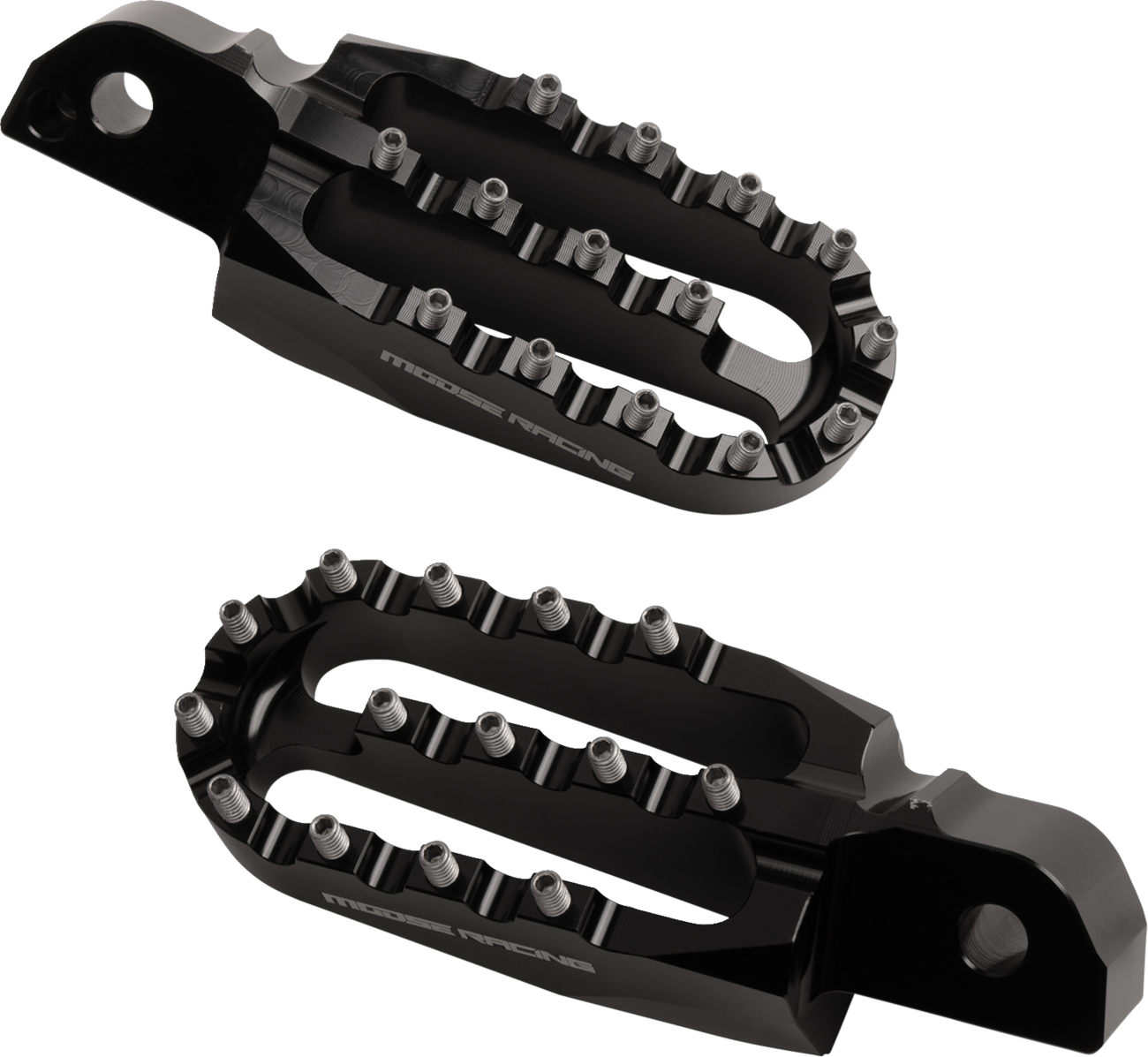 MOOSE OFFROAD Passenger Foot Pegs M80-550 - Black Aluminum with Carbide Steel Teeth