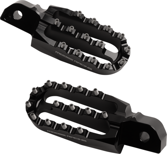 MOOSE OFFROAD Passenger Foot Pegs M80-550 - Black Aluminum with Carbide Steel Teeth