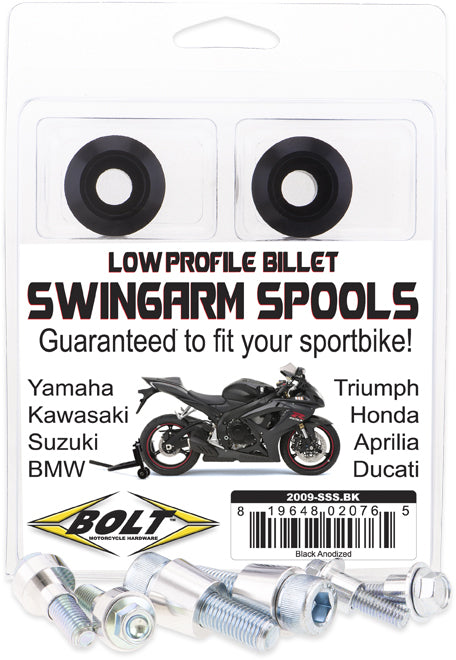 BOLT 2009-SSS.BK Swingarm Spools - Black for Sportbikes