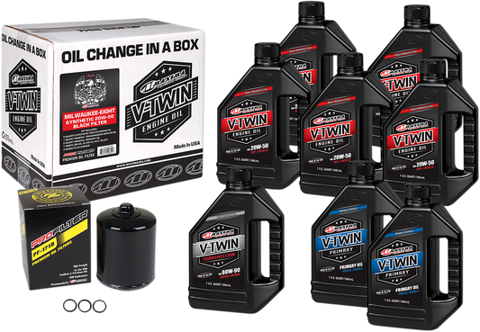 Maxima Racing Oil M8 Synthetic 20W-50 Oil Change Kit with Black Filter - Part 90-129018PB