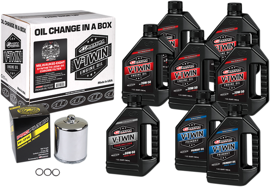 MAXIMA RACING OIL M8 Synthetic 20W-50 Oil Change Kit with Chrome Filter - Part 90-129018PC