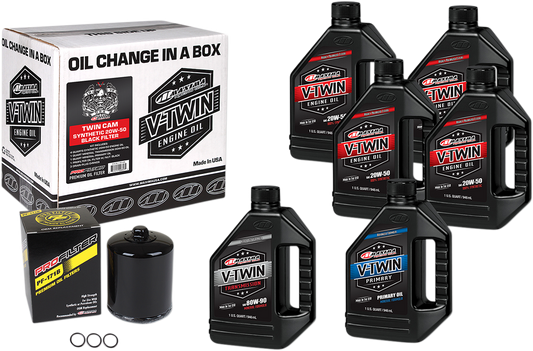 MAXIMA RACING OIL Twin Cam Synthetic 20W-50 Oil Change Kit with Black Oil Filter - Part Number 90-119016PB