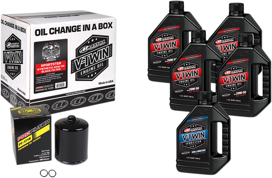 MAXIMA RACING OIL Sportster Synthetic 20W-50 Oil Change Kit with Black Filter – Part 90-119015PB