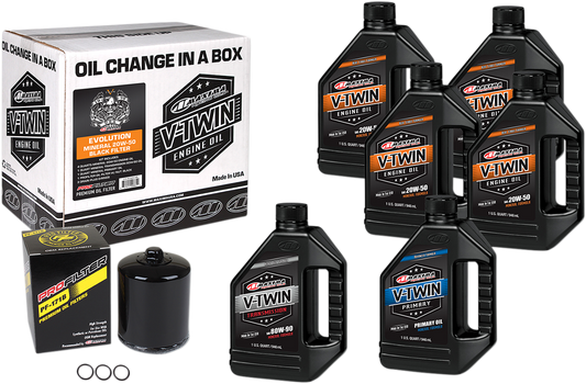 Maxima Racing Oil Evolution Mineral 20W-50 Oil Change Kit with Black Filter - Part 90-069016PB