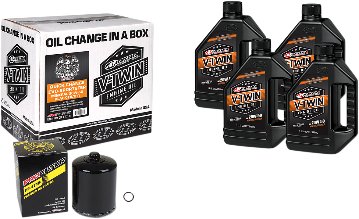 MAXIMA RACING OIL Evo/Sportster Quick Oil Change Kit with Black Filter - Part 90-069014PB