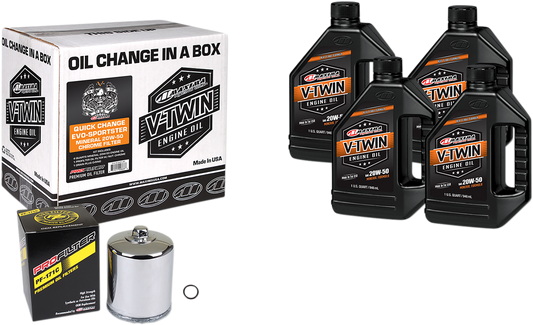 MAXIMA RACING OIL Evo/Sportster Quick Oil Change Kit with Chrome Filter – Model 90-069014PC