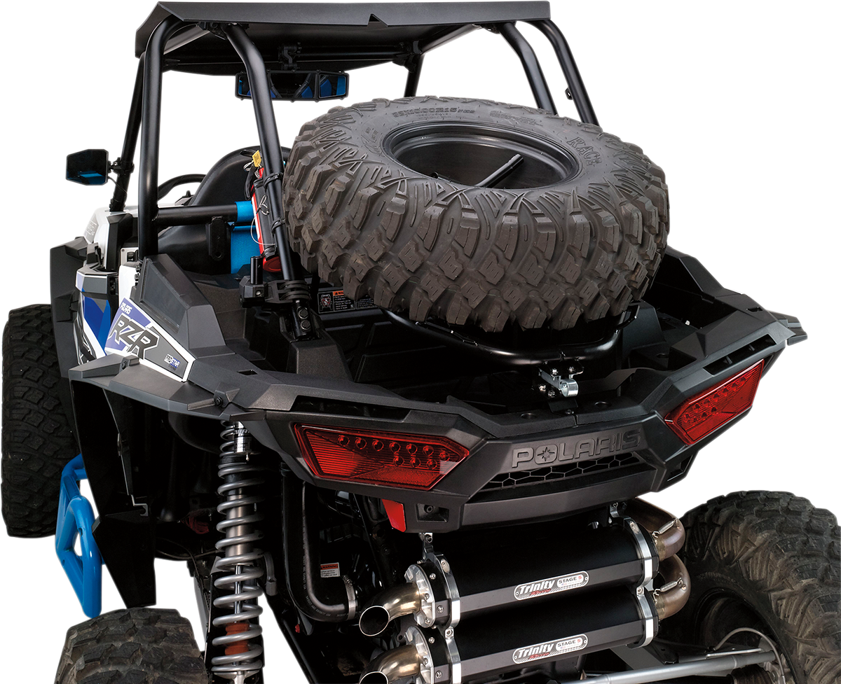 Moose Offroad Spare Tire Carrier for RZR 1512-0239 – Adjustable, Fits OEM Cages, Up to 30-Inch Wheels