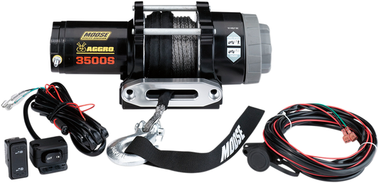 MOOSE OFFROAD 3500 lb Winch with Synthetic Rope - Part Number 104309