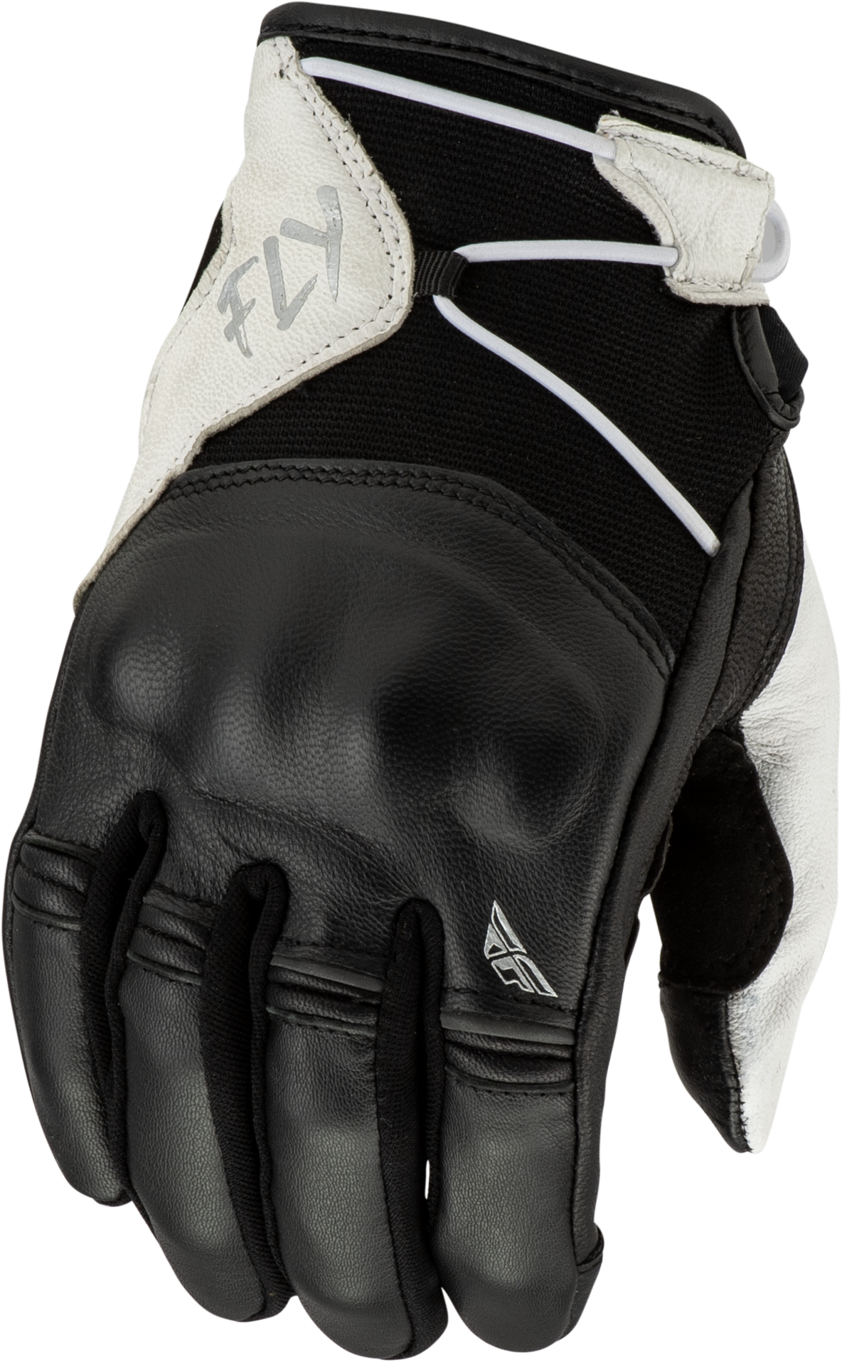 Fly Racing Venus Gloves Black/White Large - Reinforced Leather and Touchscreen Compatibility
