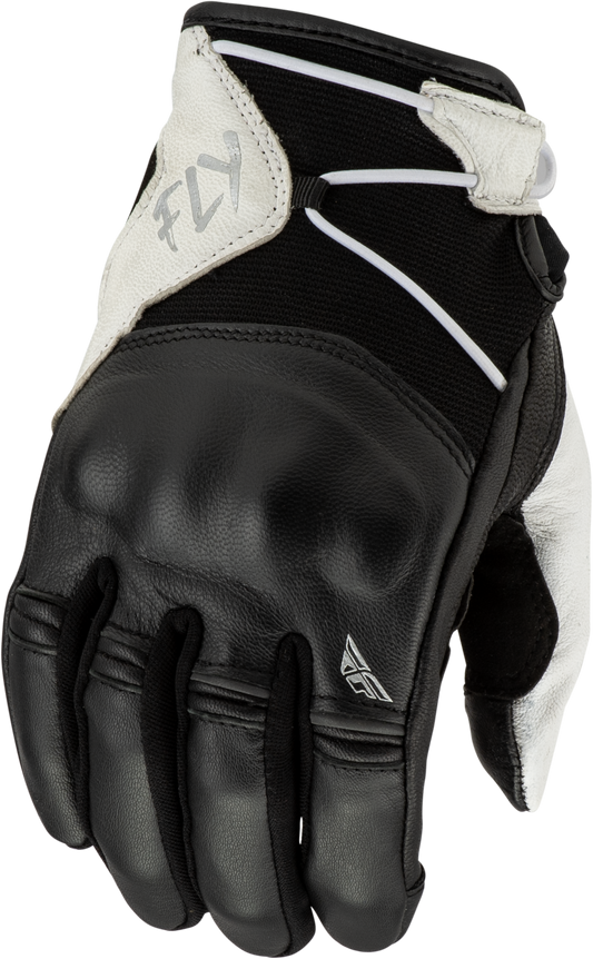 Fly Racing Venus Gloves Black/White Large - Reinforced Leather and Touchscreen Compatibility