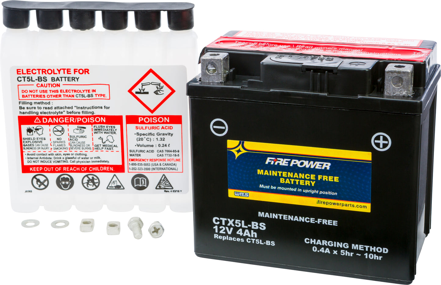 FIRE POWER Ctx5L-BS Maintenance Free Battery for Yamaha YW50FX Zuma, Polaris Outlaw 110, and Yamaha YFZ50