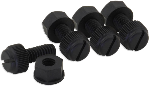 BOLT LPFNYLON License Plate Bolts and Locknuts – 50 Black Nylon Thumb Screws with Locknuts
