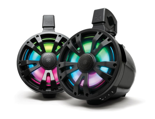 ECOXGEAR SEI-ET7701 Extreme Tower Marine Speakers – 8-Inch Dual Waterproof Sound System with RGB LEDs